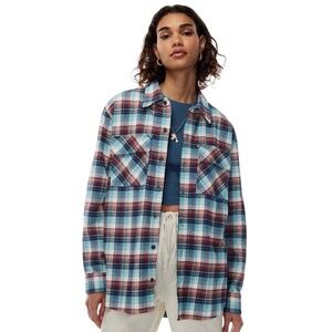 Aritzia TNA Women’s Oversized Organic Cotton Plaid Shirt